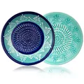 Produktbild: GLORIFY HOME Reibe Teller Keramikreibe Doppelpack Teruel für Knoblauch Ingwer Apfel Parmesan Schokolade Rohkost und mehr, mit Reibeteller in 2 Designs
