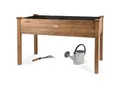 Produktbild: needs&wants® Großes Hochbeet aus Holz für Garten Balkon Terrasse, Pflanzkasten Bausatz XL rechteckig schmal mit Vlies-Folie, Kräuterbeet Pflanzenkasten deko, 121 x 63 x 75 cm, dunkel-braun