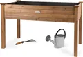 Produktbild: needs&wants® Hochbeet aus Holz für Garten Balkon Terrasse groß, Pflanzkasten Kräuterbeet XL, Bausatz rechteckig schmal mit Vlies-Folie Pflanzenkasten deko, dunkel