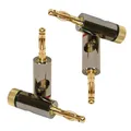 Produktbild: ✅Lautsprecherstecker 4 Stück Dynavox Metallausführung Vergoldet Bananenstecker