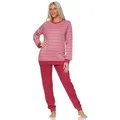 Produktbild: Normann Pyjama Normann Damen langarm Schlafanzug Kuschel Interlock Qualität rot 40-42