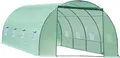 Produktbild: Outsunny Foliengewächshaus Tomatengewächshaus Treibhaus Folientunnel Frühbeet mit Fenster Grün 595 x 300 x 200 cm