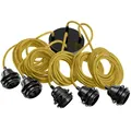 Produktbild: Hoopzi - Pendelleuchte 5 Flamming - 3,5m Textilkabel - 5 X E27 Fassung - Vintage, Industrial Für Esstisch, Wohnzimmer, Esszimmer, Zimmer, Schlafzimmer, Küche