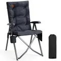 Produktbild: EVER ADVANCED Campingstuhl Faltbar Rückenverstellbar in 4 Positionen bis 150 KG Klappstuhl 6cm Dicke Gepolstert mit Seitentasche Getränkhalter Gartenstuhl Hohe Lehne Angelstuhl für Camp Garten Balkon
