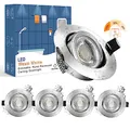 Produktbild: wowatt 5er 7W LED Einbaustrahler 3 Stufig Dimmbar 700LM Hell Schwenkbar | 2800K Warmweiß Flache Einbauleuchte LED 230V Badeinbaustrahler Deckeneinbaustrahler IP44 für Badezimmer 68mm - 75 mm Lochmaß