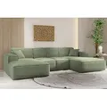 Produktbild: Kaiser Möbel Ecksofa, Eckcouch U form, Wohnzimmer Couch Large 342cm SIENA stoff Poso Hellgrün - Olive