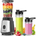 Produktbild: LEHMANN Standmixer Smoothie Maker Mixer 1000ml, 1200W, Smoofit Blender mit tragbare Flaschen - Schwarz