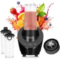 Produktbild: Zeegma Standmixer Vitamine Base 300 W, 2 Geschwindigkeiten, Zwei praktische Flaschen mit Deckeln 400 ml - Schwarz