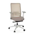 Produktbild: hjh OFFICE 738117 Profi Bürostuhl Pure White Stoff/Netz Beige Drehstuhl ergonomisch, weißer Rahmen, Lordosenstütze