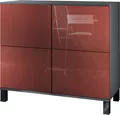 Produktbild: Vladon Kommode Rova V3, Moderner Küchenschrank mit 4 Push-to-Open Türen Anthrazit matt / Bordeaux Hochglanz (92,5 x 84.5 x 35)