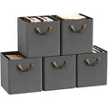 Produktbild: WOLTU Faltbare Aufbewahrungsboxen 5 Stück, ohne Deckel Metallrahmen, Mehrzweck : Grau 18L(26x26x26,5 cm) Farbe: Grau Größe: 18L(26x26x26,5 cm) - Grau