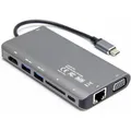 Produktbild: Unitek HUB USB HUB 8-w-1 USB-C 3.1 HDMI VGA RJ45 SD PD 100W D1019B (USB-C, 8 Ports) (D1019B)