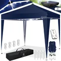 Produktbild: KESSER® Faltpavillon 3x3m Pavillon mit Solar LED Beleuchtung & UV-Schutz Partyzelt Pop-Up Gartenzelt Höhenverstellbar