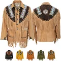 Produktbild: German Wear Herren Indianer Westernjacke Reiter Jacke Western-Lederjacke Tracht jacke 50 Beige