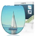 Produktbild: SCHÜTTE WC Sitz SAILING, Duroplast Toilettendeckel mit Absenkautomatik Motiv, Klobrille, Klodeckel, Toilettensitz