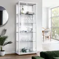 Produktbild: K-Möbel Glasvitrine in Weiss (176x67x33 cm); Regal Schrank ESG Sammlervitrine