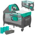 Produktbild: LIONELO Sven Plus 4 in 1 Baby Bett ab Geburt bis 15 kg Wickelauflage Moskitonetz luftige Seitenwände mit Seiteneingang Tragetasche zusammenklappbar