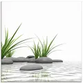 Produktbild: ARTland Wanddeko Glasbilder Wandbild Glas Bild einteilig Quadratisch Wellness Zen 3D Steine Entspannung Spa Gräser See Modern T6CD