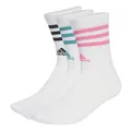 Produktbild: adidas Unisex 3-Stripes Cushioned Crew Socks 3 Pairs, White/Pure Teal/Lucid Pink/Black, 8.5-10