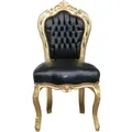 Produktbild: Casa Padrino Barock Esszimmer Stuhl Schwarz Lederoptik / Gold - Möbel Antik Stil