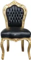 Produktbild: Casa Padrino Esszimmerstuhl Barock Esszimmer Stuhl Schwarz Lederoptik / Gold - Möbel Antik Stil