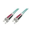 Produktbild: DIGITUS Patch-Kabel ST multi-mode M bis M 2 m Glasfaser 50/125 Mikrometer OM3 halogenfrei mit Knickschutz Aquamarin (DK-2511-02/3)