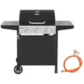 Produktbild: Royal Gourmet - Gasgrill Grillwagen 3 Brenner 9 kW Camping Gaskocher mit Kochplatte, Gartengrill mit Flaschenöffner, Druckminderer und Gasschlauch