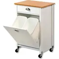 Produktbild: KESPER Küchenwagen weiß mit 2 Abfalleimern (je 15 L) – 50 x 37 x 79 cm – - Servierwagen – mit Schubkasten & 4 Rollen, 2 feststellbar – 25... - Weiß