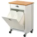 Produktbild: Küchenwagen Servierwagen braun weiß MDF-Platte Kunststoff 37x50x79cm Rollenwagen