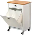 Produktbild: Kesper Küchenwagen mit Mülltrennsystem Weiß Braun Bambusdekor 50x37x79 cm