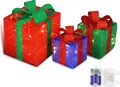 Produktbild: CCLIFE LED Geschenkbox 3er Set Weihnachten Weihnachtenbox Beleuchtete Lichterkette Batteriebetrieb Weihnachtsdeko, Cushhom