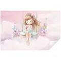 Produktbild: Wallarena Fototapete Kinderzimmer Mädchen auf einer Schaukel Baby Vlies Tapete Vliestapete, Glatt Vlies Struktur Vinyl, Kinder, Wolken, Rosa, Tapete inklusive Kleister Vliestapete Motivtapete 3.12 m x 2.19 m