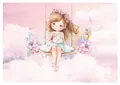 Produktbild: WallArena - Vlies Fototapete Kinderzimmer 312x219 cm Mädchen Ballerina Rosa Wolken - Fototapeten Tapeten für Kinder Kindertapete Kinderzimmertapete - Vliestapete Wandtapete Tapete 3D Effekt
