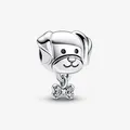 Produktbild: PANDORA Charm Anhänger Bead Sterlingsilber Hund Knochen weiße Steine 792254C01