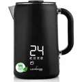 Produktbild: Lehmann Wasserkocher 1,7 L mit Temperaturregelung 45-100 °C, Edelstahl Wasserkessel mit Warmhaltefunktion und Touchpanel, mattes Schwarz - Schwarz
