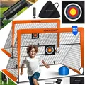Produktbild: Fußballtor Kinder Pop-Up 2er Set Fußball-Tore Faltbar mit Glasfaserstangen & hochwertigen Tornetzen für Indoor, Outdoor & Garten Orange - Kesser