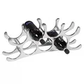 Produktbild: Wohnling Design Aluminium Weinregal 9 Flaschen in Silber 55x20x12 cm, Flaschenregal Wein Zubehör Edel modern, Metall Deko Weinflaschen Halter Schmal Küche Regal, Alu Flaschenständer liegend