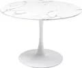 Produktbild: Kare Design Tisch Veneto, Weiß, Marmorstein Tischplatte, D110cm, 4-6 Personen, Pflegeleicht, Runder Esstisch, Stilvoll, Mittiger Fuß aus Stahl, 40 kg max. Belastbarkeit, 73x110x110 cm (HxBxT)