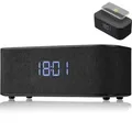 Produktbild: Bluetooth Stereo Lautsprecher mit Wecker, drahtloser Ladefunktion und Freisprechfunktion 204x79x109 mm - Schwarz