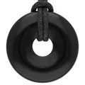 Produktbild: Lebensquelle Plus Edelstein Donut Ø 30 mm + Baumwollband | Naturstein Anhänger Halskette | Echte Heilsteinkette inkl. Band (Onyx)