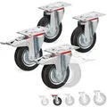 Produktbild: Relaxdays Schwerlastrollen 4er Set, drehbar, Kugellager, 2 Rollen mit Bremse, Tragkraft bis 280kg, Rad D: 100mm, schwarz