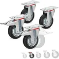 Produktbild: Relaxdays - Schwerlastrollen 4er Set, Drehbar, Kugellager, 2 Rollen Mit Bremse, Tragkraft Bis 280kg, Rad D: 100mm, Schwarz