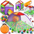 Produktbild: KIDUKU Kinderspielzelt Bällebad Pop Up Spielzelt Iglu Spielhaus + Krabbeltunnel + 200 Bälle + Tasche, für drinnen und draußen