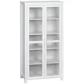 Produktbild: HOMCOM Küchenschrank Hochschrank Küchenbuffet mit 2 Glastüren Esszimmerschrank Vitrinenschrank mit 2 verstellbaren Innenböden Kippschutz Spanplatte Weiß 80 x 39,5 x 160 cm