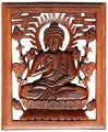 Produktbild: Wogeka - 30 cm Buddha Meditation Relief - Handarbeit aus Holz geschnitzt Feng Shui Wand Deko Rel35