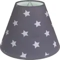 Produktbild: Wogati® Lampenschirm in Verschiedenen Größen & Farben | Grau Sterne/Größe: M | E14 | Baumwolle | Für Stehlampe, Hängelampe und Tischlampe