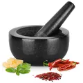 Produktbild: GOURMEO Mörser Mörser mit Stößel Set aus Granit 16x16xH8cm Mörser mit Stößel klein, (2-tlg), Mortar and Pestle für Gewürze Salsa Pesto Schwarz