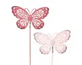 Produktbild: Viana Papierschmetterlinge Gartenstecker Schmetterling Metall Rosa Dekoration Blumen Garten 6