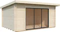 Produktbild: Palmako Gartenhaus Lea 14,2 m² Plus mit Isolierglas-Schiebetür - 44 mm naturbelassen