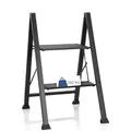 Produktbild: hjh OFFICE Klappleiter SOLID W5-2 Stufen - Aluminiumstufen & Stahlgestell - Arbeitshöhe 198 cm - Große Trittfläche - Platzsparend